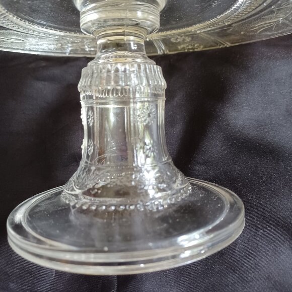 Antique 1880s Early American Pattern Glass Pedestal Cake Stand Made in USA Bryce - Picture 4 of 12